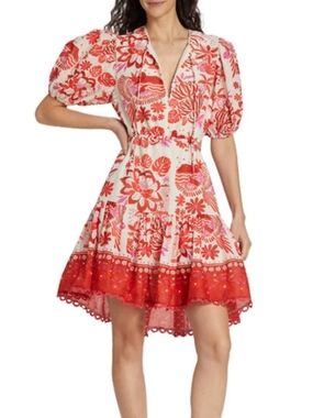 FARM Rio Tiles Cotton Mini Dress Tropical Print Medium